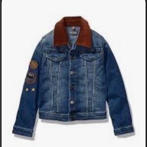 DL1961 Kids Blue Denim Jacket with Brown Collar size 7 to 8 NWT